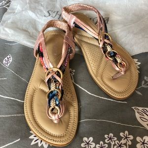 Rose Gold Thong Sandals with Bling 6